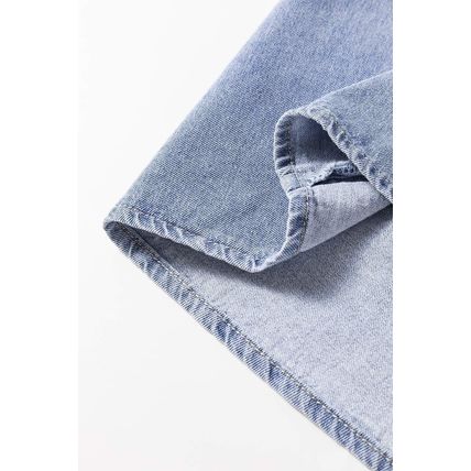 Beau Blue Ruffled Long Sleeve Buttoned Denim Shirt