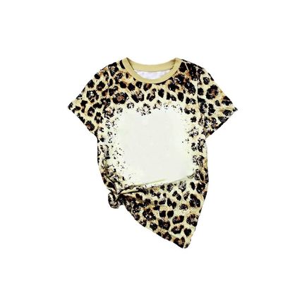 Leopard Bleached O-neck Short Sleeve T Shirt