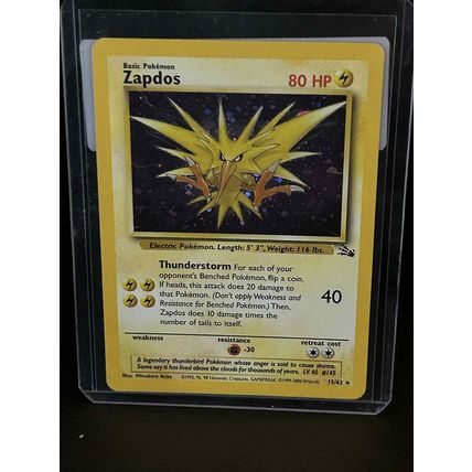 Zapdos - 15/62 - Holo Rare - 1999-2000 Wizards Base Set Copyright Fossil Pokemon