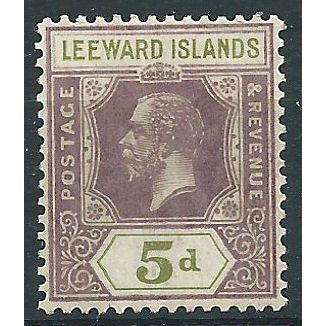 Leeward Islands 1922 SG71 5d Dull Purple & Olive-Green Mounted Mint .. ..