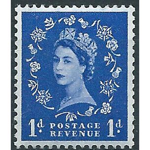 1958 SG588a 1d Ultramarine Graphite with MISPLACED Lines Unmounted Mint..
