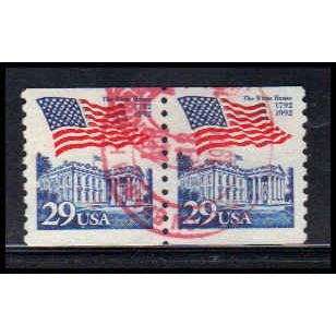 Used 2609 29c Flag Over White House Very Fine Pair PA1484