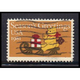 Used 1940 20c 20c Teddy Bear and Sleigh Fine KA7724