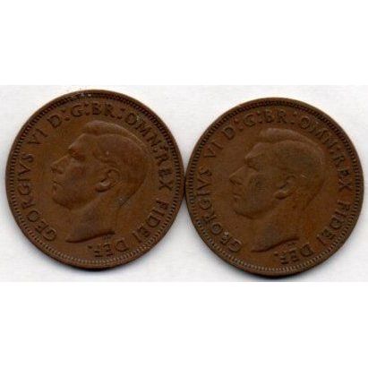 Coins. Pre-Decimal 1949 George VI. Half Penny Coins