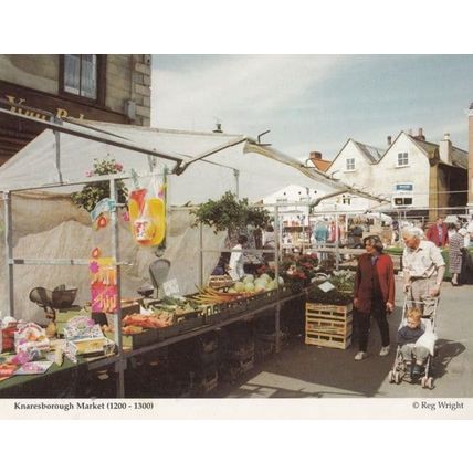Weighing Scales at Markets Market Traders Grocers Knaresborough Postcard
