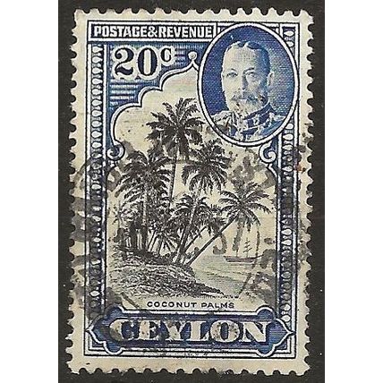 Ceylon 1936 SG374 20c Black & Grey-Blue Fine Used