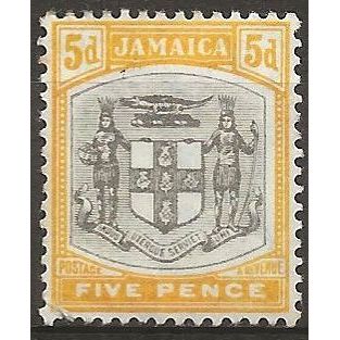 Jamaica 1903 SG36 5d Grey & Yellow Wmk Crown CA Mounted Mint .