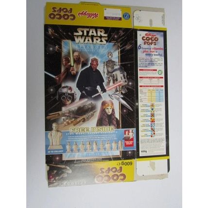 Kellogg`s Coco Pops 1999 Star Wars Cereal Box Statuettes Box only 600g