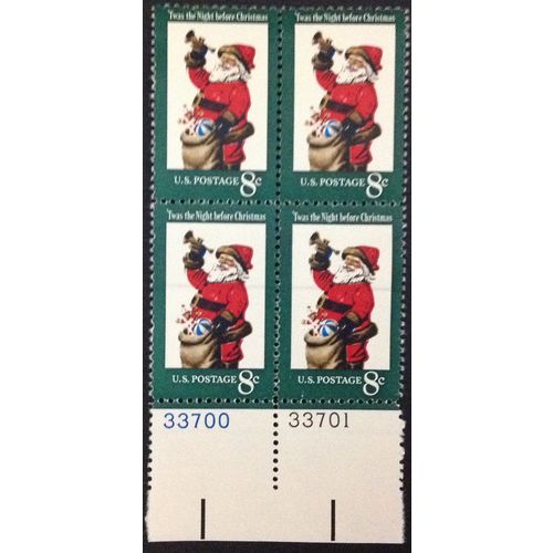 US Stamp #1472 mint: 1972 8c Christmas, Santa Claus - MNH plate block