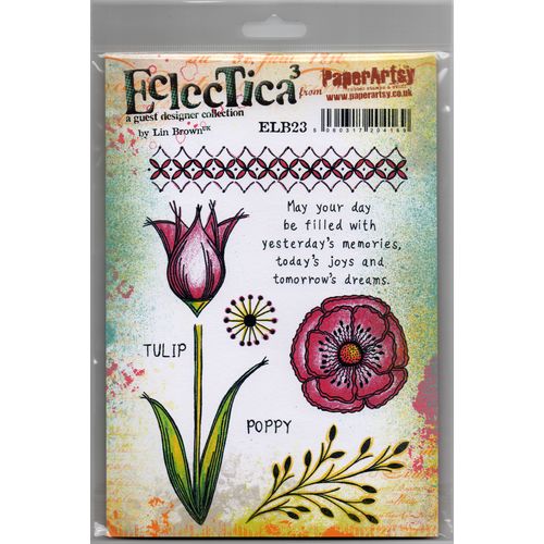 PaperArtsy Eclectica³ Rubber Stamps ELB23 by Lin Brown Tulip & Poppy