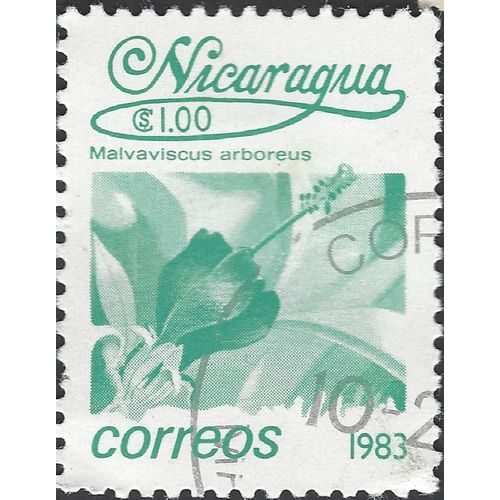 NICARAGUA, FLOWER, Malvaviscus arboreus, blue-green 1983, $1