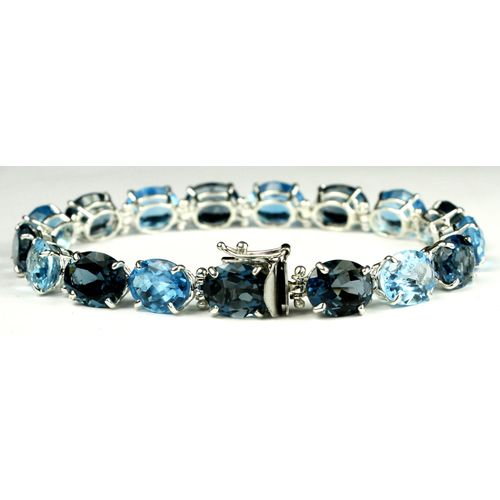 London Blue Topaz & Swiss Blue Topaz, 925 Sterling Silver Bracelet, SB003