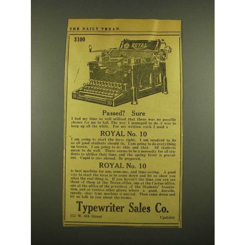 1915 Royal No. 10 Typewriter Ad - Passed? Sure