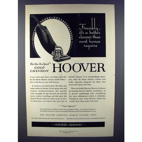 1932 Hoover Gold Chevron Vacuum Cleaner Ad!