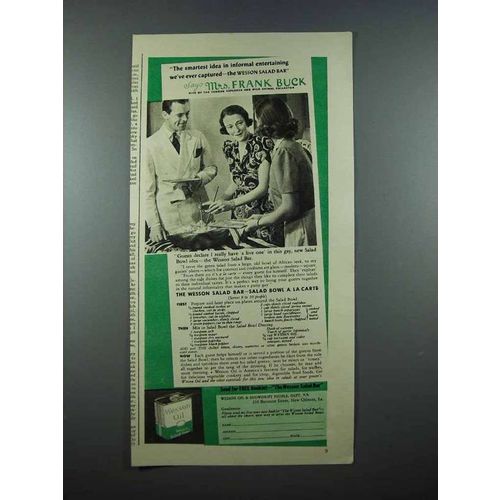 1940 Wesson Oil Ad - Mrs. Frank Buck - Smartest Idea