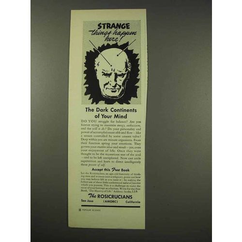 1949 Rosicrucians Ad - Strange Things Happen Here!