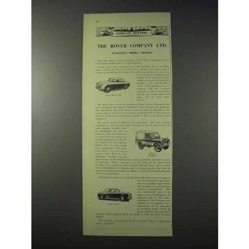 1959 Rover Car Ad - 80, 100, Series II Land-Rover