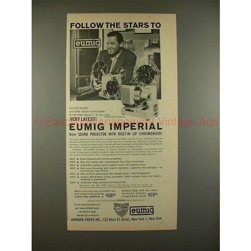 1960 Eumig Imperial Movie Projector Ad, William Holden!