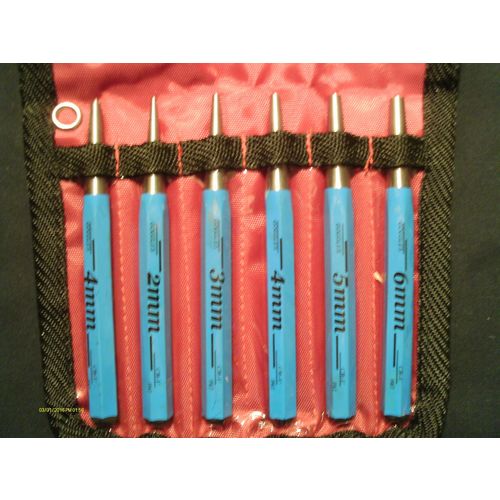 6 Piece Metric Punch Set Inc Vinyl/Nylon Hang up Storage Pouch 2, 3, 4, 4, 5, 6