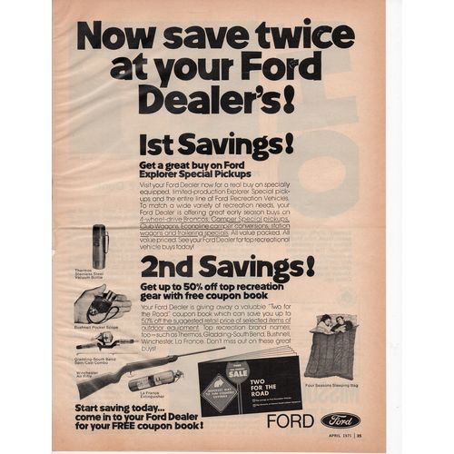 Ford vintage Full Page Print Ad April 1971