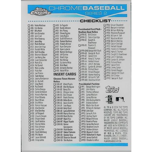 2004 Topps Chrome Series 2 Checklist