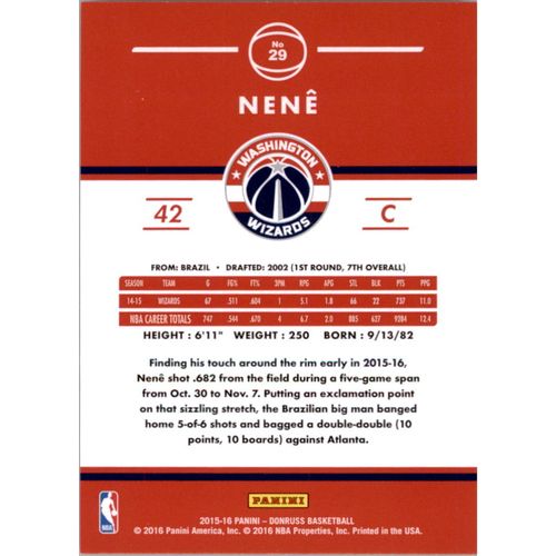 2015-16 Donruss Basketball Nene' #29