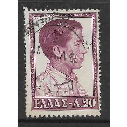 GREECE 1956 ROYAL FAMILY 20L PURPLE CROWN PRINCE CONSTANTINE SG748 FINE USED