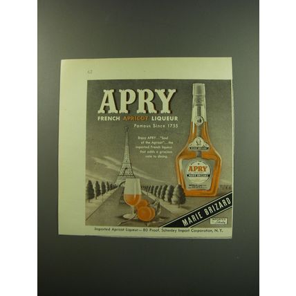 1949 Marie Brizard Apry Liqueur Advertisement