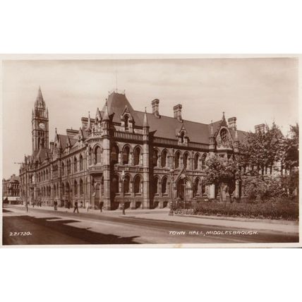 Town Hall Middlesborough Antique Real Photo Postcard