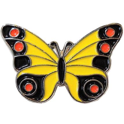 Yellow & Black Butterfly 26mm Metal Enamel Pin Badge or Brooch NEW
