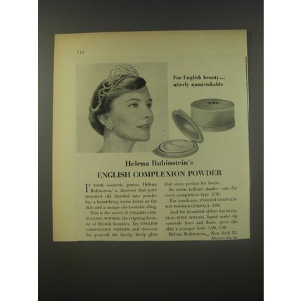 1956 Helena Rubinstein English Complexion Powder Ad - For English beauty