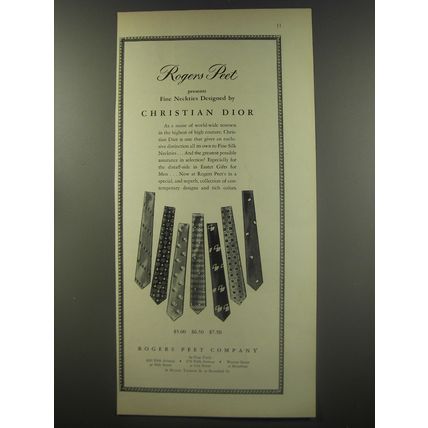 1956 Rogers Peet Christian Dior Neckties Advertisement