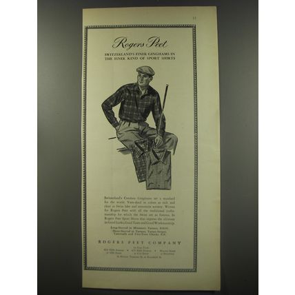 1956 Rogers Peet Sport Shirts Ad - Switzerland's finer Ginghams