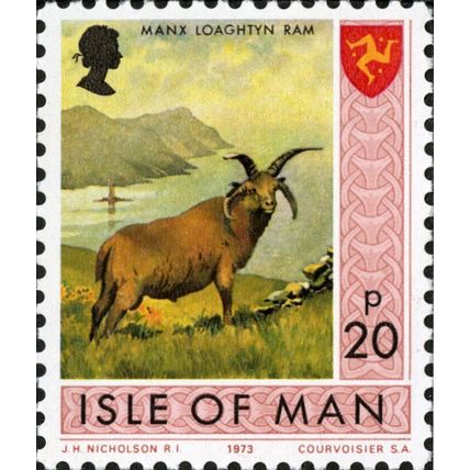 Isle of Man 1973 QEII 20p Manx Loaghytn Ram Mounted Mint MM SG31 stamp Elizabeth