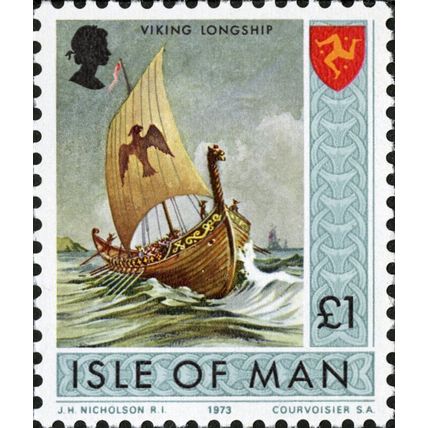 Isle of Man 1973 QEII £1 Viking Longship Mounted Mint MM SG 33 stamp Elizabeth