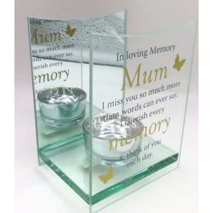 Mum Memorial Oil Burner Glass Oblong 12 CM Sentimental Verse Gift Grief