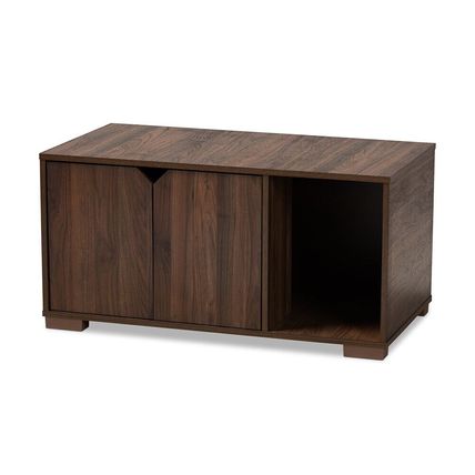 Cat Litter Box Cover Cat House Side End Table Furniture Oak Walnut Brown 2-Door