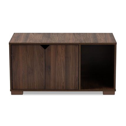 Cat Litter Box Cover Cat House Side End Table Furniture Oak Walnut Brown 2-Door