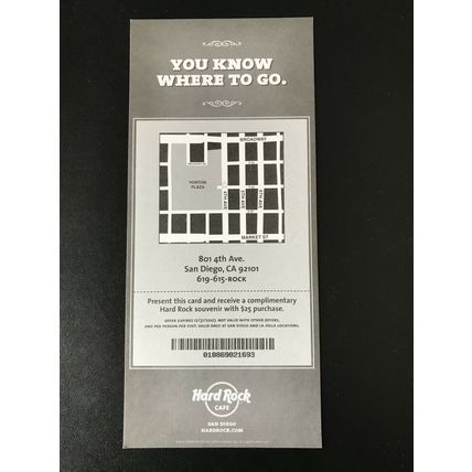 Treasures Hard Rock Cafe SAN DIEGO Bonnie Rait Mandolin Card Flyer VGC