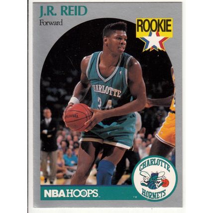 1990-91 Hoops basketball J.R. Reid RC card #57 - Hornets