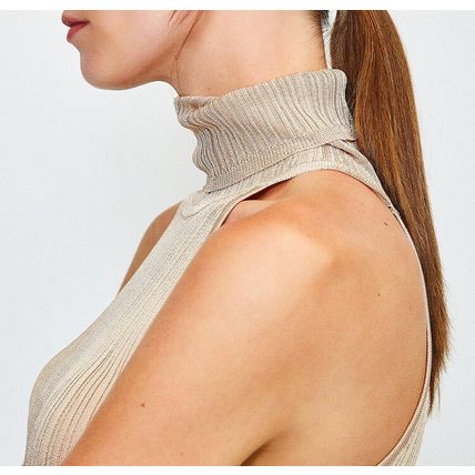 KAREN MILLEN Knitted Rib Roll Neck Sleeveless Top BNWT