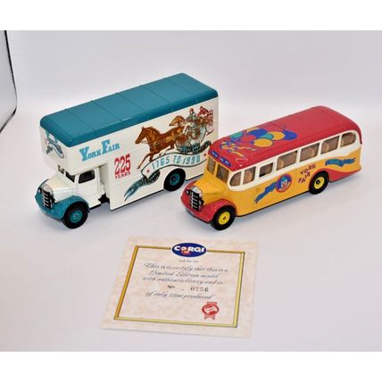 Corgi 1/50 Truck Coach Set Corgi York Fair Set 225 Years - Bedford OB & Pantech