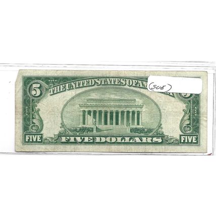 1934-D US $5.00 Silver Certificate VF STAR NOTE! RARE!