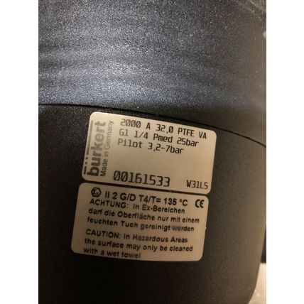 NEW FOR 1 1/4" Burkert 2000 A 32.0 PIPE VA, G1 1/4 PMED PILOT 3 Valve PISTON,BT