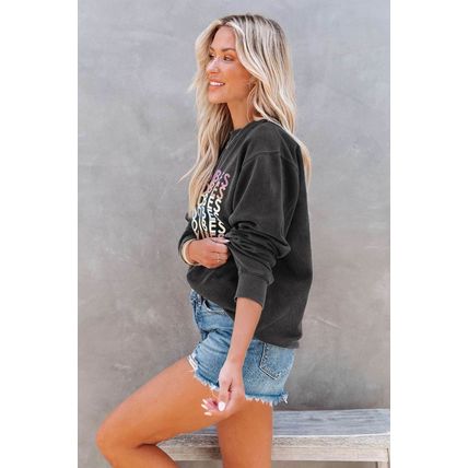 Gray GOOD VIBES Graphic Pullover Sweatshirt