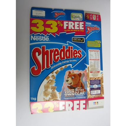 Nestle Shreddies 2003 Cereal Box Disney Brother Bear Cuddly Koda Offer