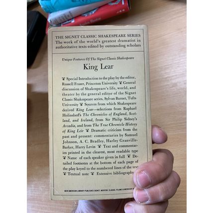 1963 WILLIAM SHAKESPEARE "THE TRAGEDY OF KING LEAR" USA PAPERBACK BOOK (P2)