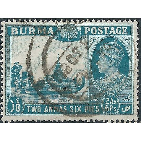 Burma 1946 SG57 2a6p Greenish-Blue Fine Used . ..