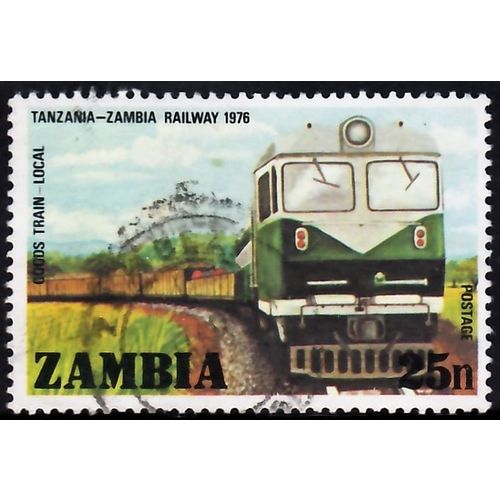 ZAMBIA, 1976 25n Goods Train, SG256 (Scott #165), used