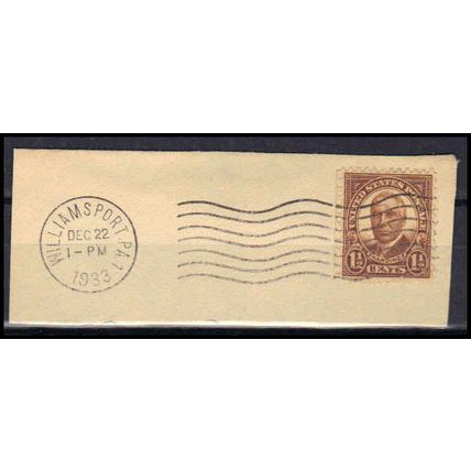 Used 684 1 1/2c Warren Harding Just Clears Williamsport, PA. E1999
